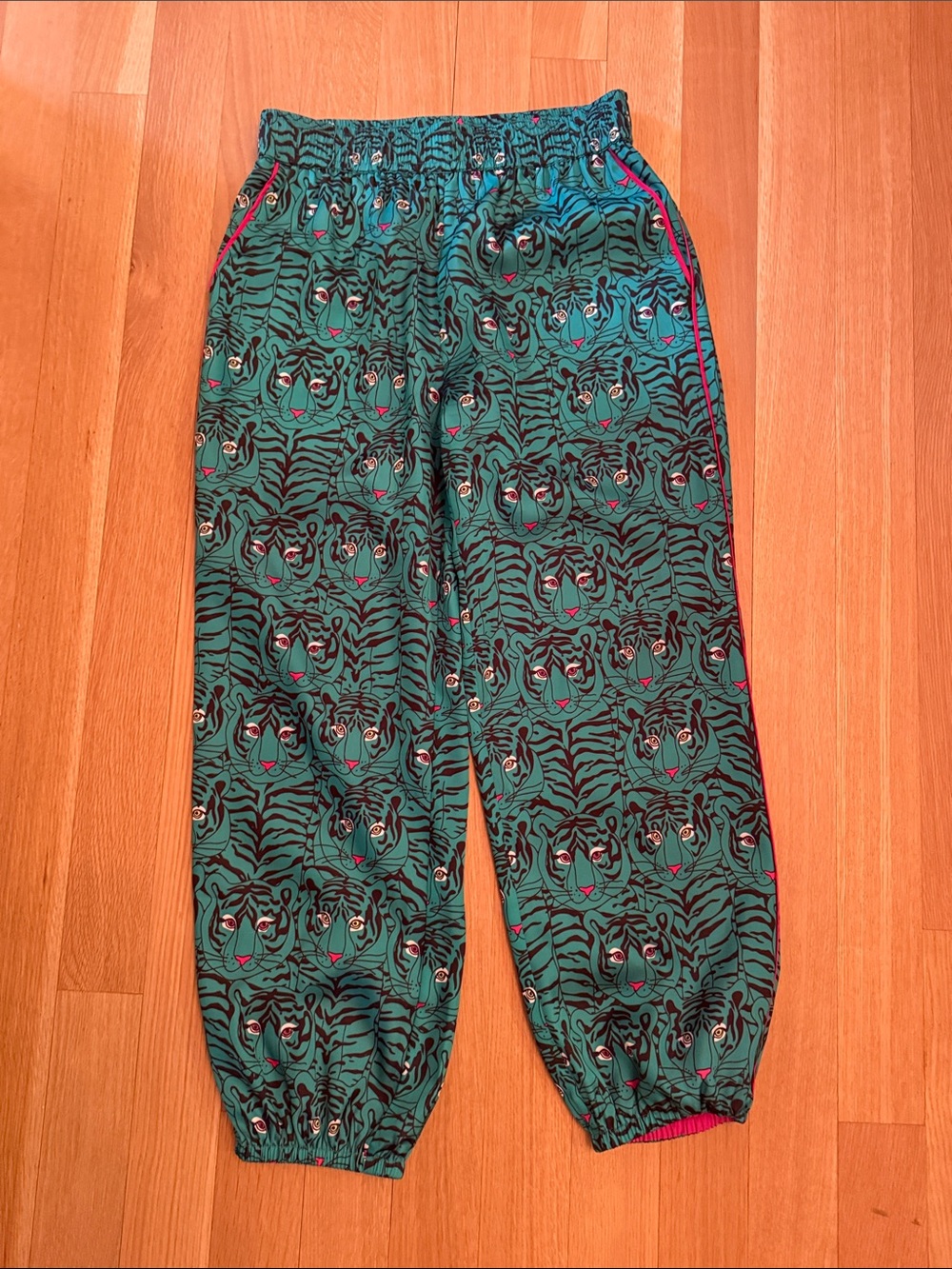 Teal Tiger Print Cropped Jogger Pants